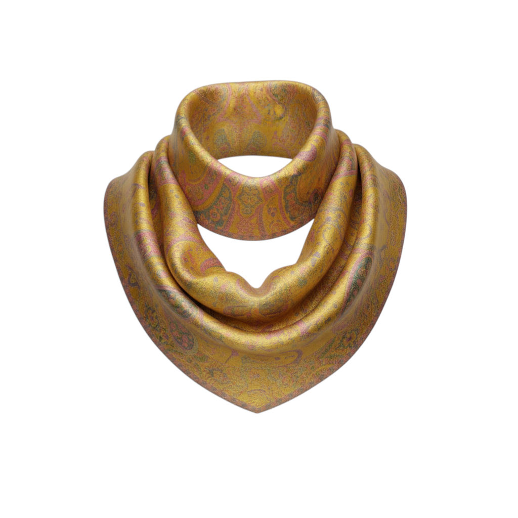Gold Kashmiri Jamavar Silk Jacquard Scarf